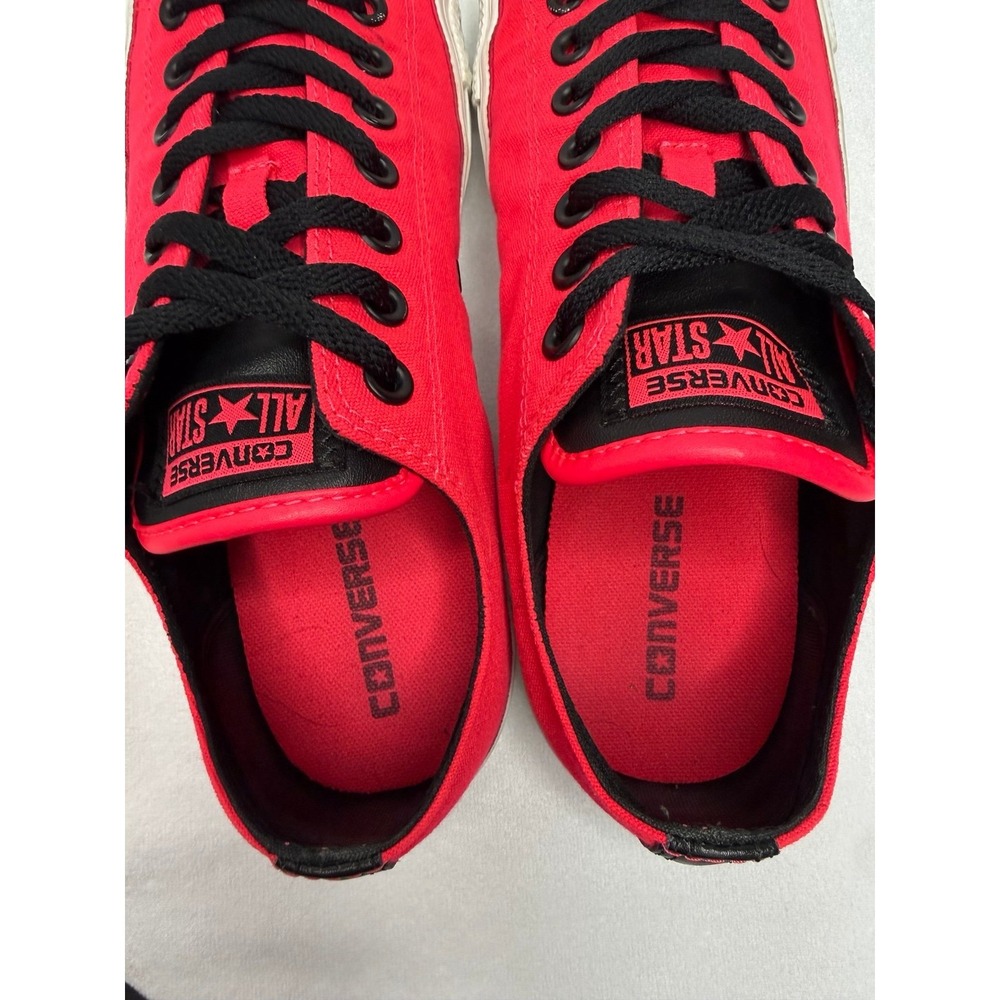 Converse All Star Chuck Taylor Low Top Neon Pink Black Leather Mens 9 Womens 11 - Picture 5 of 9